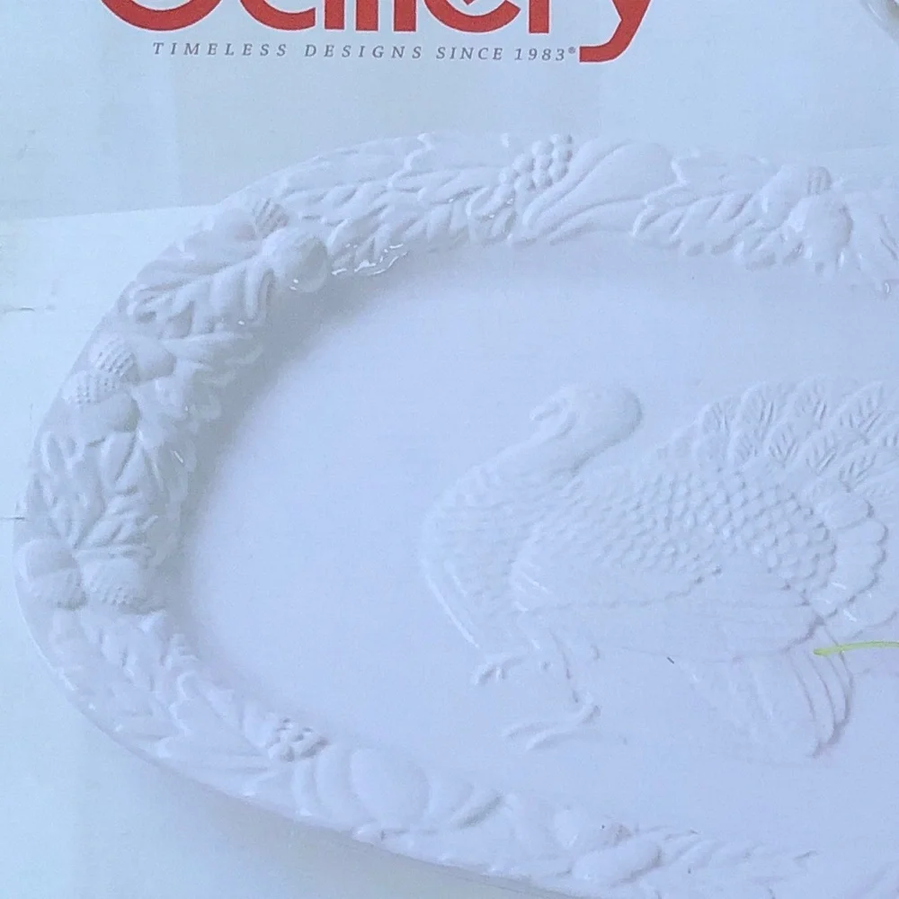 Gallery 21” White Oversized Thanksgiving Turkey Serving Platter
